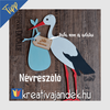 Kép 2/3 - Nagy babaváró gólya a baba nevével, esetleg egyéb adataival