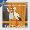 Kép 5/6 - Festett gólya és &quot;Megérkeztem! és a baba neve&quot; gravírozással