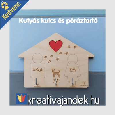 kutyás páros fali kulcstartó