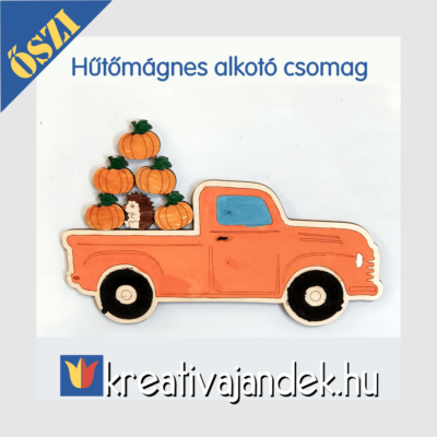 Őszi hűtőmágnes alkotó csomag teherautóval és tökökkel