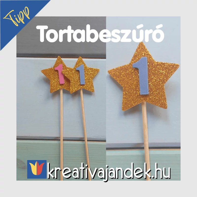 Számos tortabeszúró csillogós