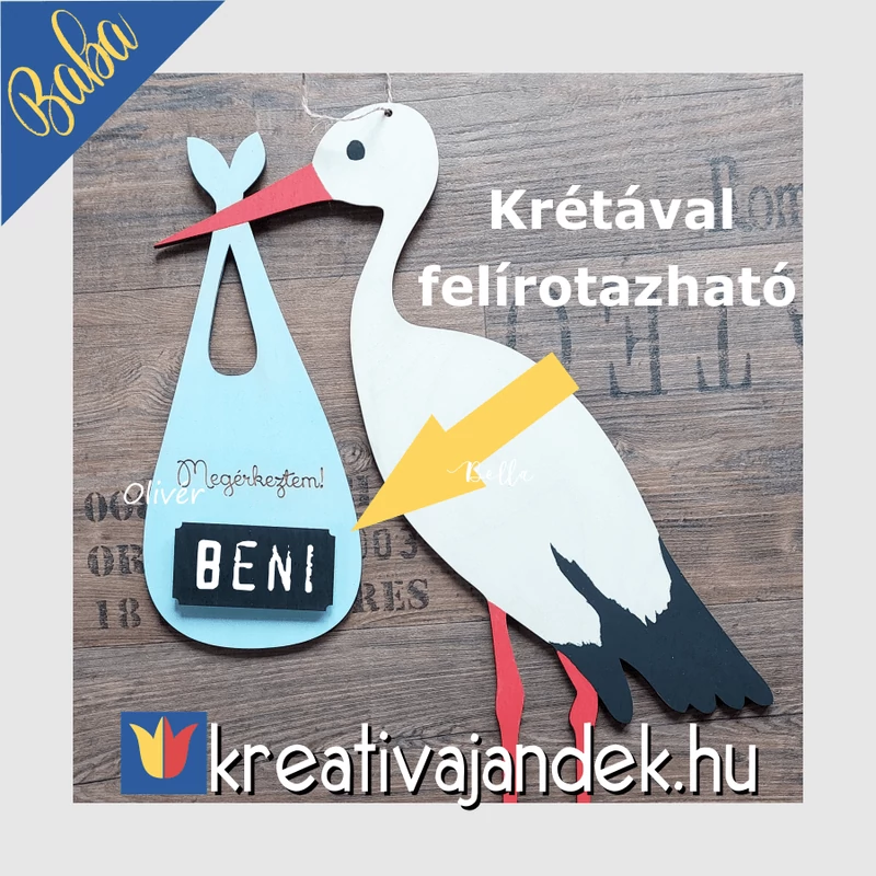Krétával felíratozható névtáblával