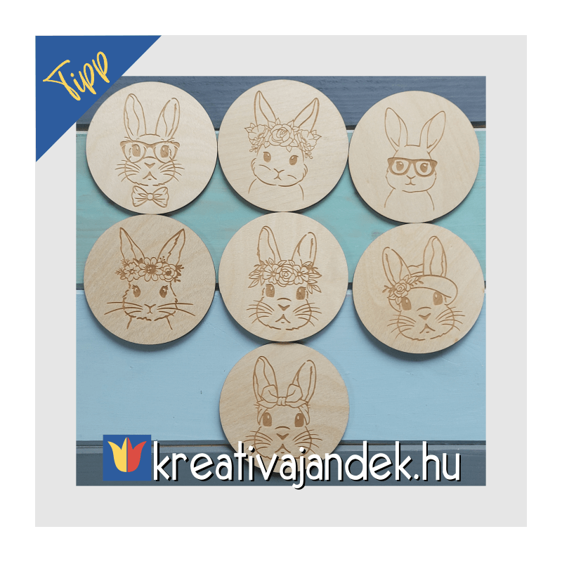 Húsvéti poháralátétek cuki nyuszikkal gravírozva