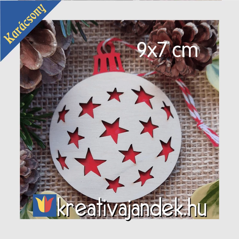 Csillagos karácsonyfa dísz fából