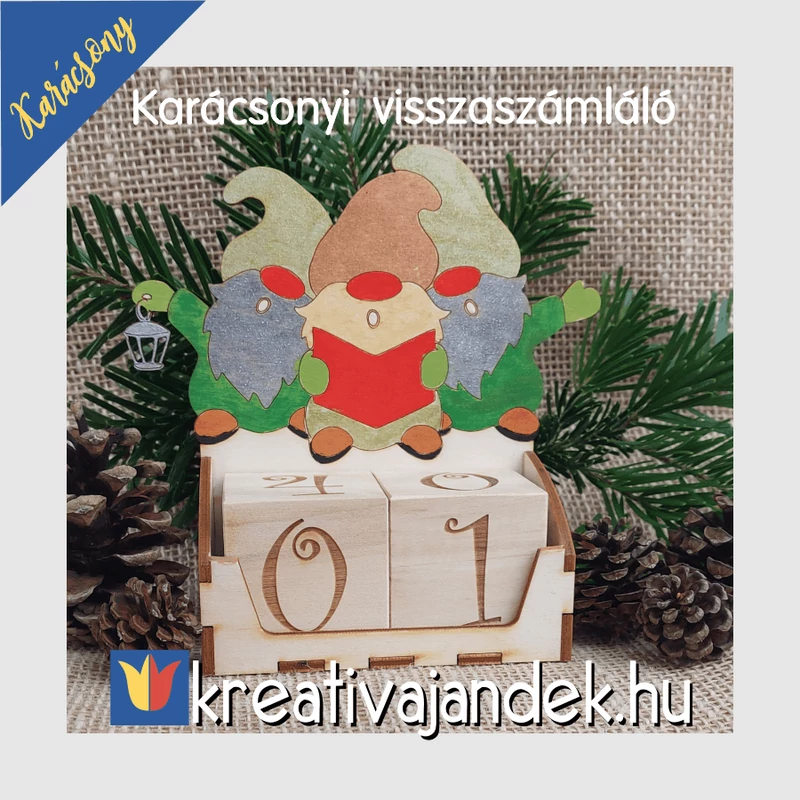 Manókkal díszített visszaszámláló naptár karácsonyig