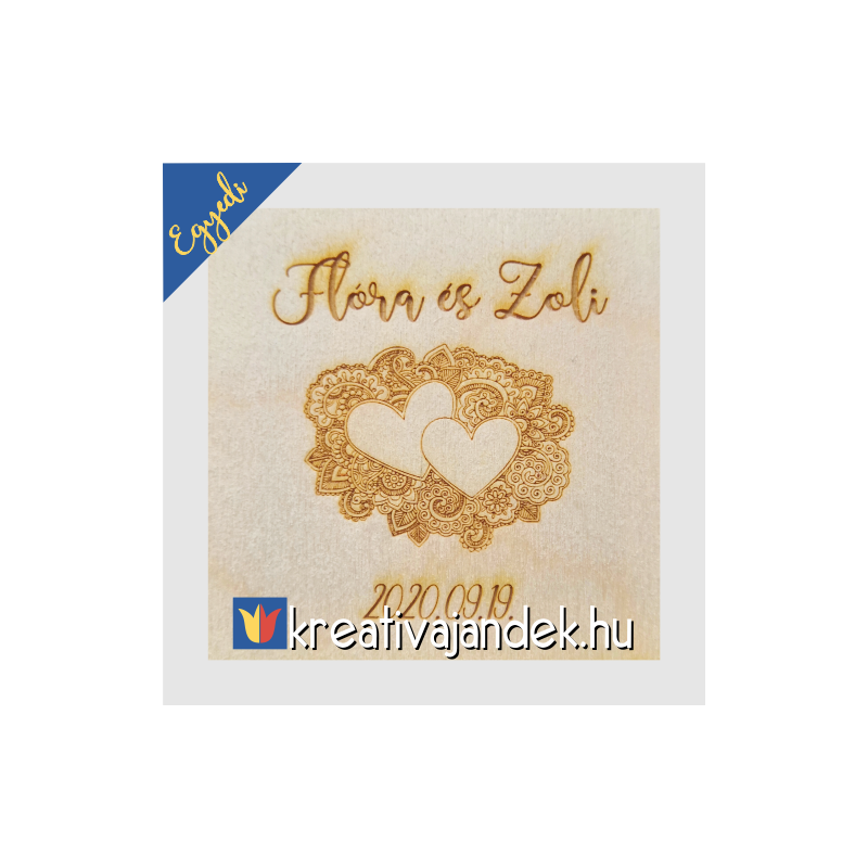 Esküvői ajándék díszdoboz  minta szívek