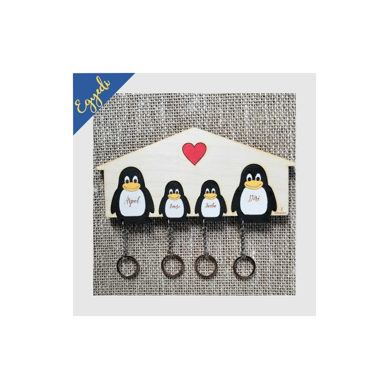 Pingvin család fali kulcstartó